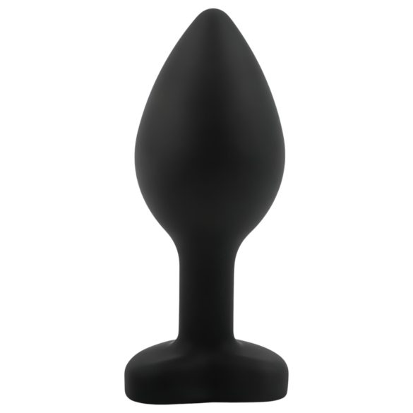 Sunfo - plug anal en silicone - pierre cœur vert foncé - noir