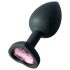 Sunfo - Plug anal en silicone avec pierre en forme de cœur rose (noir)