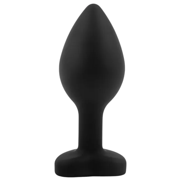 Sunfo - plug anal en silicone - bijou cœur pierre rose - noir