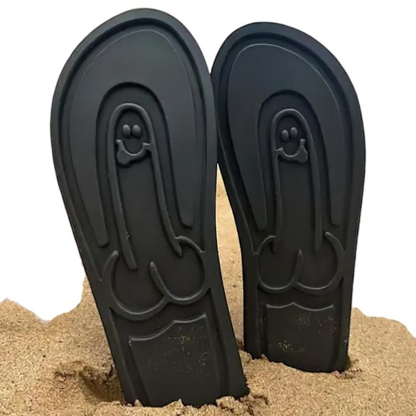 Tongs en noir avec semelle originale - Édition Spéciale