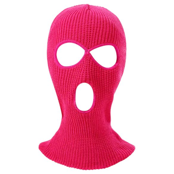 Cagoule - masque tricoté à 3 ouvertures (rose foncé)