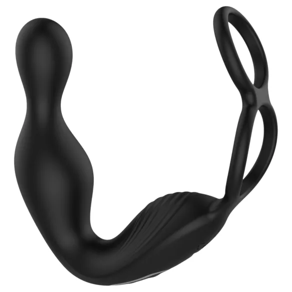 Lonely - vibromasseur prostatique à tête rotative avec anneau pénien (noir)