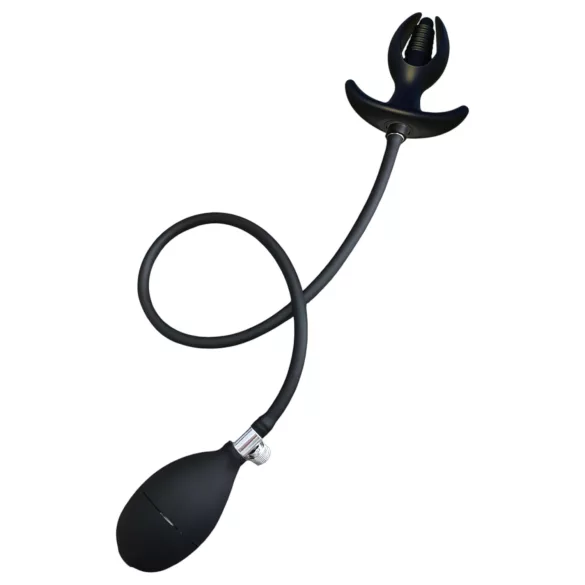 Kangvo - plug anal nervuré gonflable magnétique (noir)