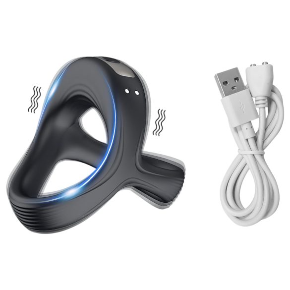 AlvUp - anneau pénis et testicules vibrant - silicone noir