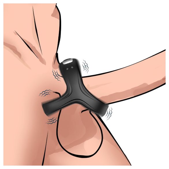 AlvUp - anneau pénis et testicules vibrant - silicone noir