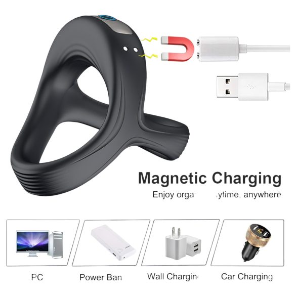 AlvUp - anneau pénis et testicules vibrant - silicone noir