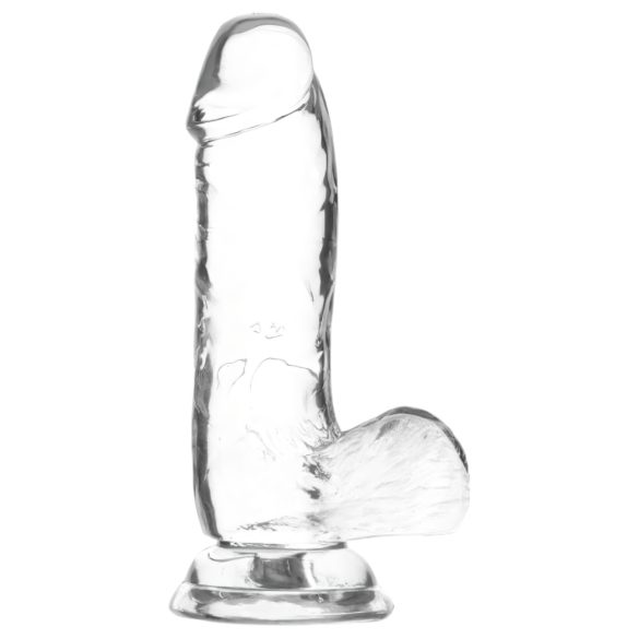 Addiction Crystal - gode transparent ventousé avec testicules - 15cm