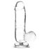 Addiction Crystal - gode transparent ventousé avec testicules - 15cm