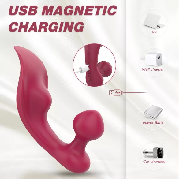 Sex HD Chomper - vibromasseur clitoridien et anal - silicone rouge
