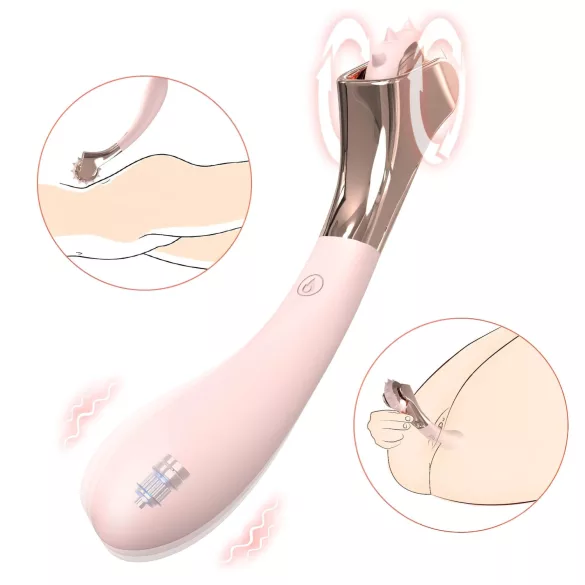 Sex HD - vibromasseur rechargeable étanche avec roulette stimulante - rose