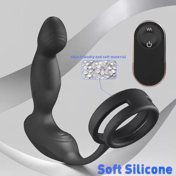Sex HD Virgil - anneau pénis et testicules avec stimulateur prostate vibrant