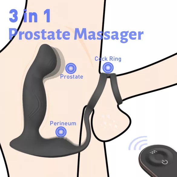 Sex HD Virgil - anneau pénis et testicules avec stimulateur prostate vibrant