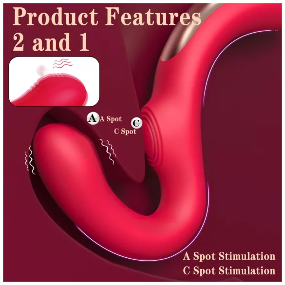 SEX HD Genie - Vibromasseur point G et clitoris - silicone rouge