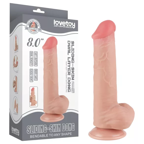 Lovetoy Sliding-Skin - gode ceinture avec testicules - double couche 20,8cm