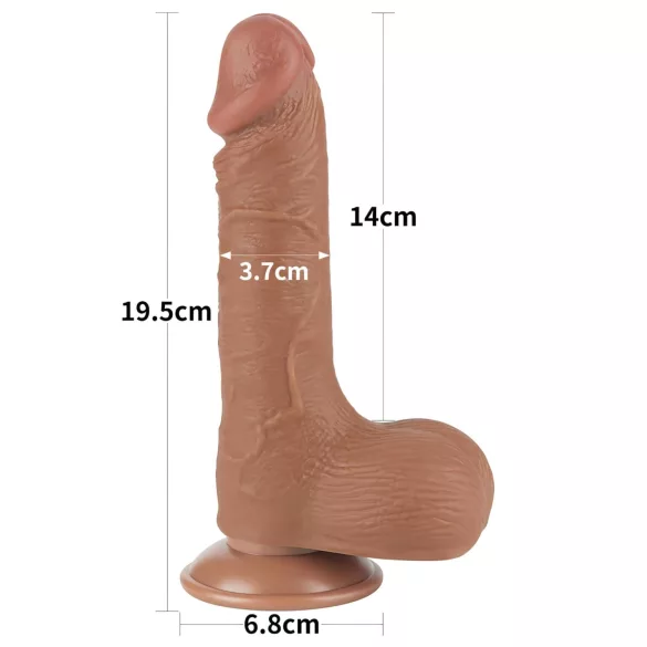 Lovetoy Sliding-Skin - godemichet réaliste à testicules - 19,5cm - peau foncée
