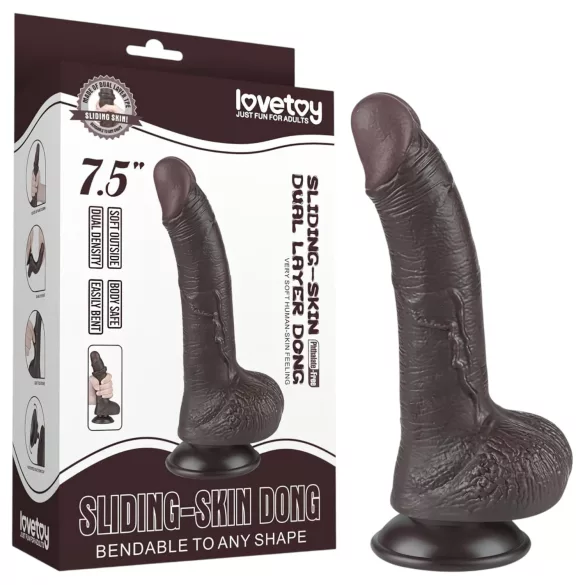 Lovetoy Sliding-Skin - gode ceinture ventouse réaliste double couche 19,5cm