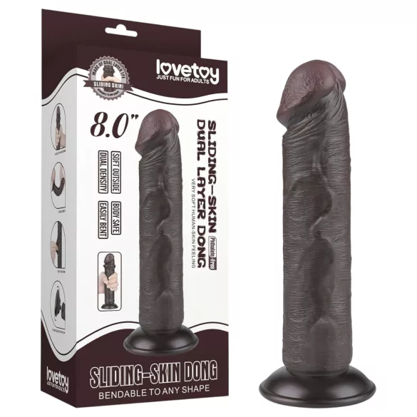 Lovetoy Sliding-Skin - gode michet ventouse réaliste bi-couche - 20cm brun