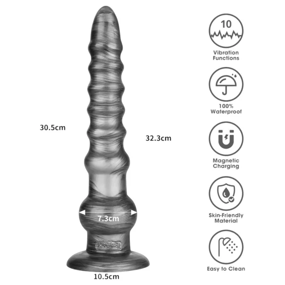 Lovetoy King Sized - grand gode vibrant - 32 cm - gris