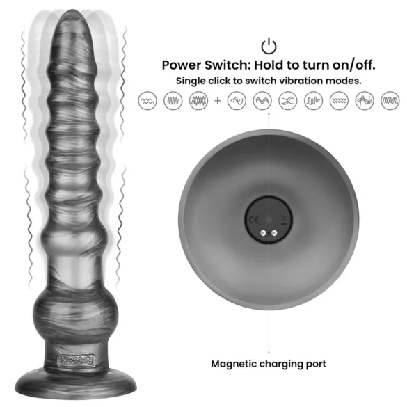 Lovetoy King Sized - grand gode vibrant - 32 cm - gris