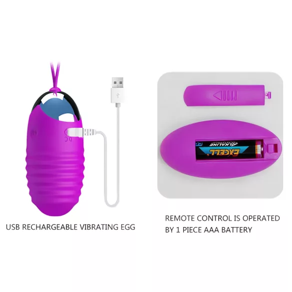 Pretty Love - œuf vibrant - télécommande - silicone violet