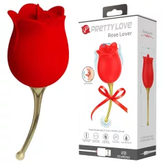   Pretty Love Rose Lover - stimulateur clitoridien 2en1 à langue - silicone rouge