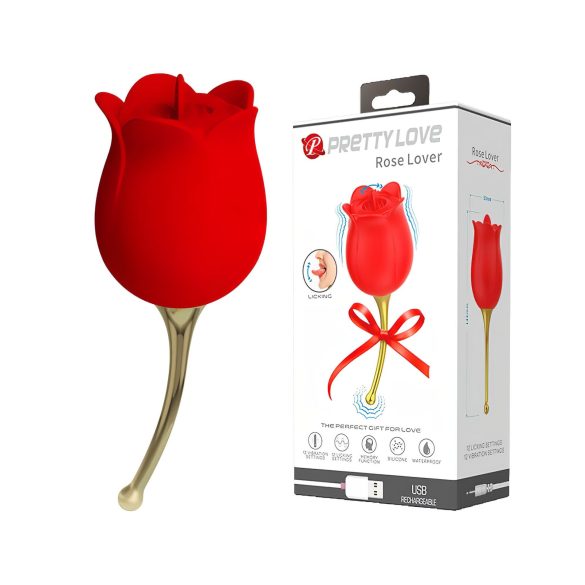 Pretty Love Rose Lover - stimulateur 2en1 langue & clitoris (rouge)