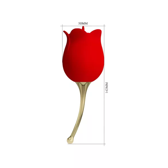 Pretty Love Rose Lover - stimulateur clitoridien 2en1 à langue - silicone rouge
