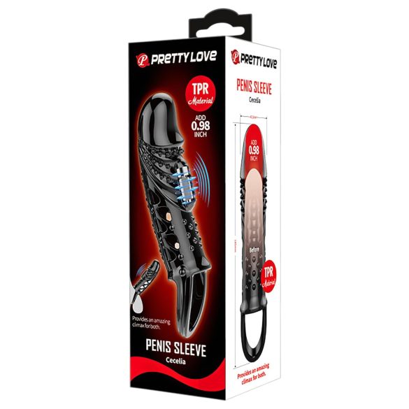 Pretty Love Cecelia - gaine pénis vibrante avec anneau - noir