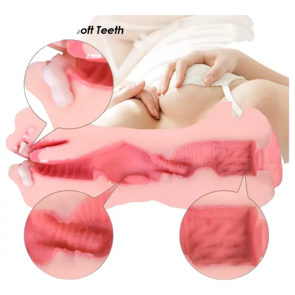 Vibeconnect - masturbateur bouche réaliste et vagin artificiel - naturel/noir