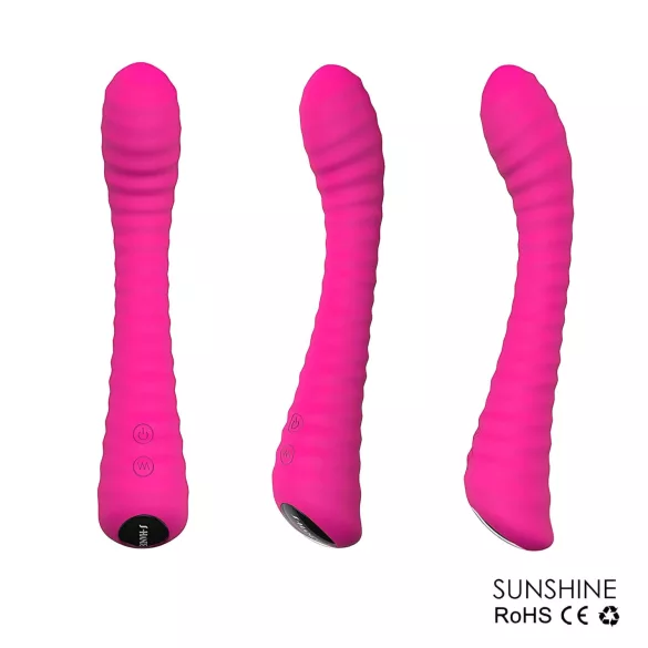 Sex HD Sunshine - vibromasseur point G rechargeable rainuré - silicone rose