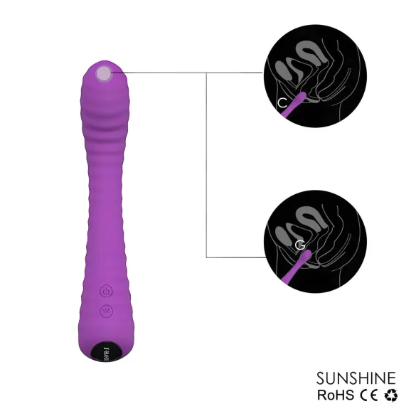 Sex HD Sunshine - vibromasseur point G rechargeable rainuré - silicone violet