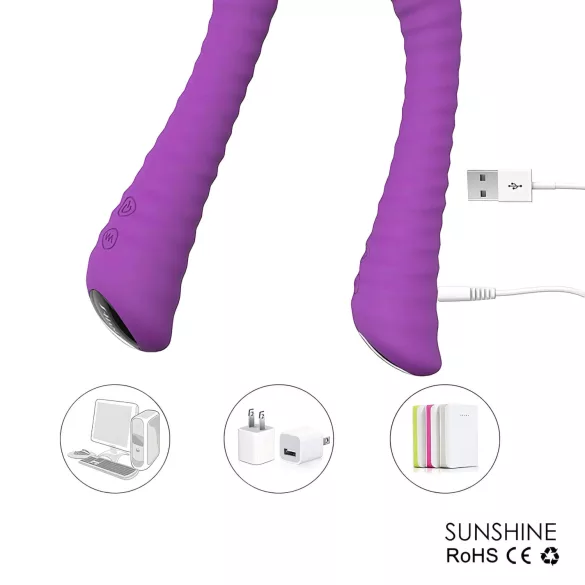 Sex HD Sunshine - vibromasseur point G rechargeable rainuré - silicone violet