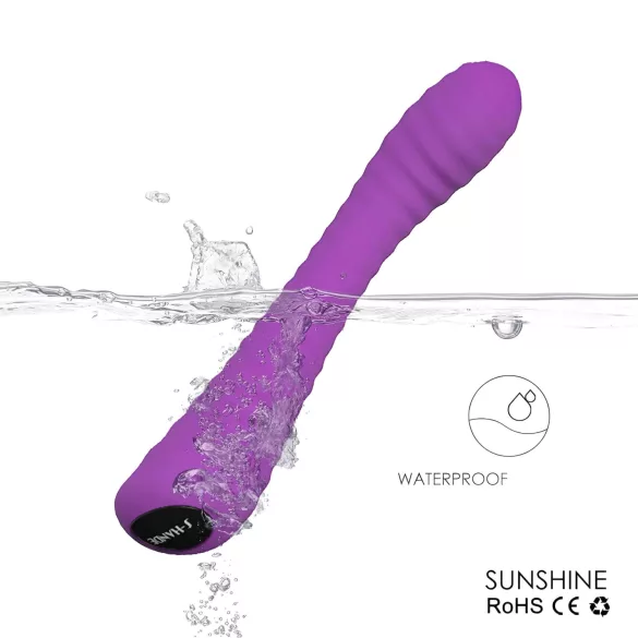 Sex HD Sunshine - vibromasseur point G rechargeable rainuré - silicone violet