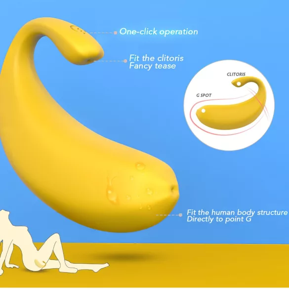 Sex HD - œuf vibrant connecté forme banane - jaune