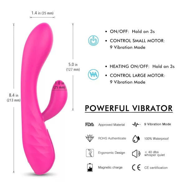 Sex HD Muses - vibromasseur chauffant étanche rechargeable - rose