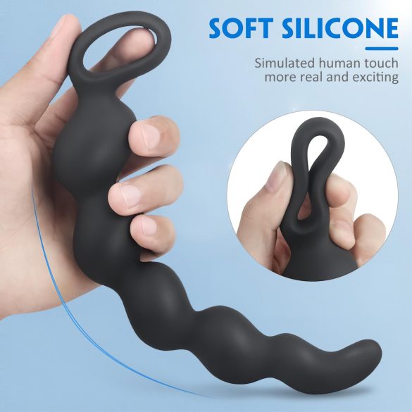 Sex HD Steven - plug anal à perles - silicone noir