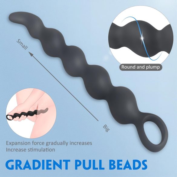 Sex HD Steven - plug anal à perles - silicone noir