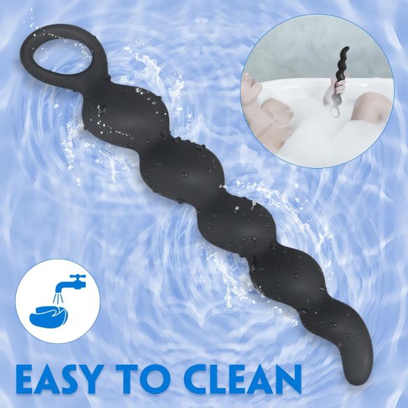 Sex HD Steven - plug anal à perles - silicone noir