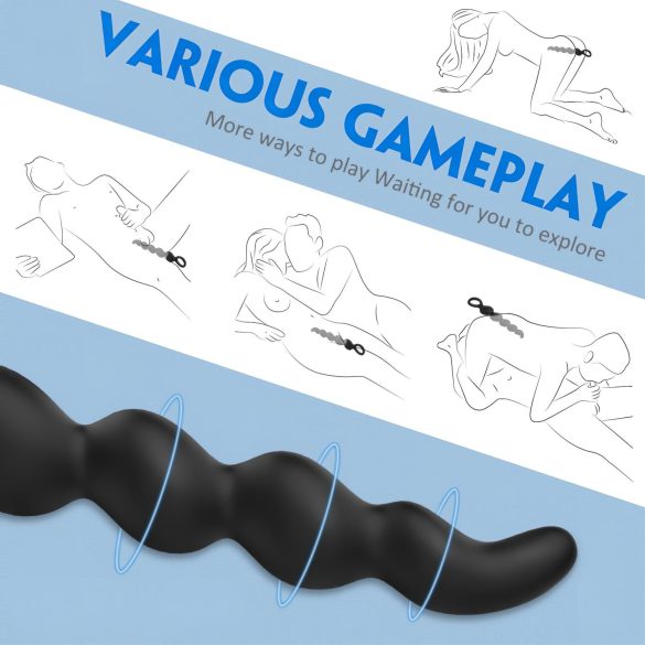 Sex HD Steven - plug anal à perles - silicone noir