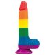 Dildo réaliste Prider - 20cm arc-en-ciel avec testicules