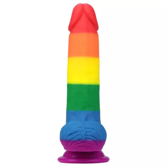 Lovetoy Prider - gode ceinture réaliste avec testicules - 20 cm - arc-en-ciel