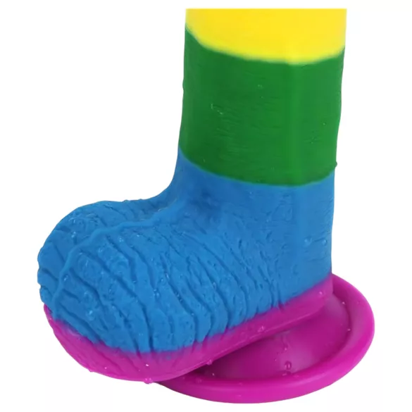 Lovetoy Prider - gode ceinture réaliste avec testicules - 20 cm - arc-en-ciel