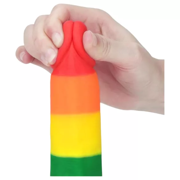 Lovetoy Prider - gode ceinture réaliste avec testicules - 20 cm - arc-en-ciel