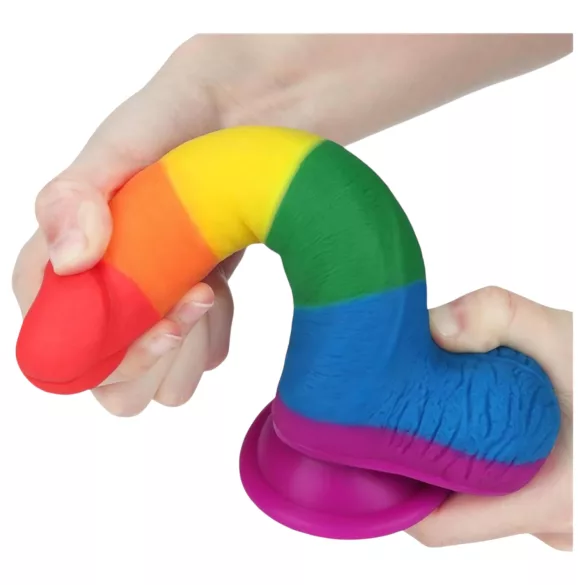 Lovetoy Prider - gode ceinture réaliste avec testicules - 20 cm - arc-en-ciel