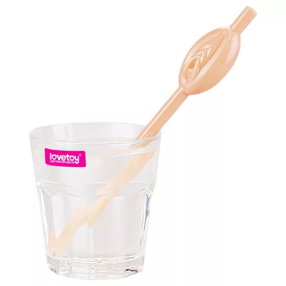Lovetoy - paille en forme de vulve, accessoire d’enterrement de vie de jeune fille (couleur naturelle)