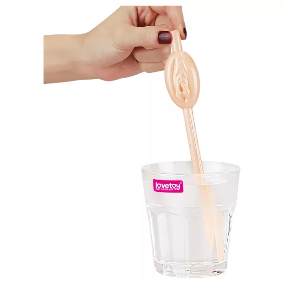 Lovetoy - paille en forme de vulve, accessoire d’enterrement de vie de jeune fille (couleur naturelle)