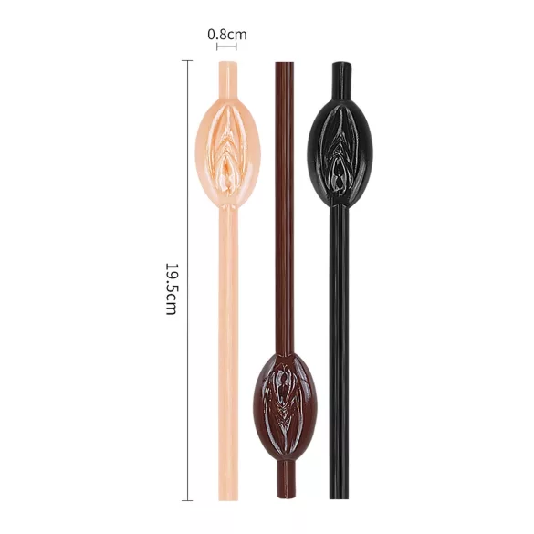 Lovetoy - paille pénis - lot de 3 - chair/marron/noir