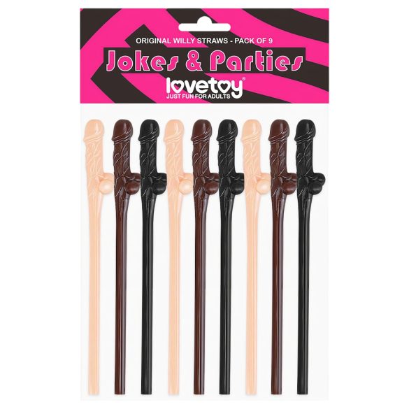 Lovetoy - paille pénis réaliste - lot de 3 couleurs naturelles