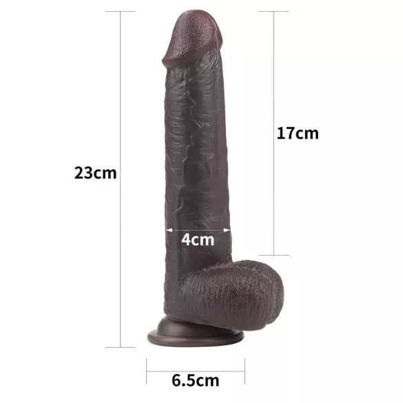 Lovetoy Sliding-Skin - gode double couche réaliste - 23cm - marron