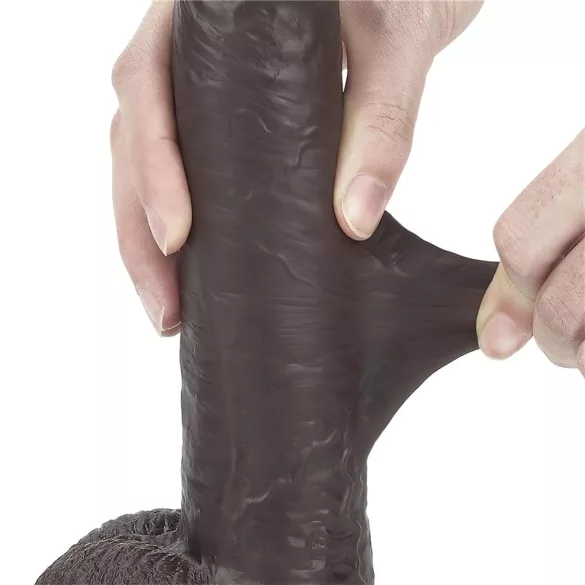 Lovetoy Sliding-Skin - gode double couche réaliste - 23cm - marron